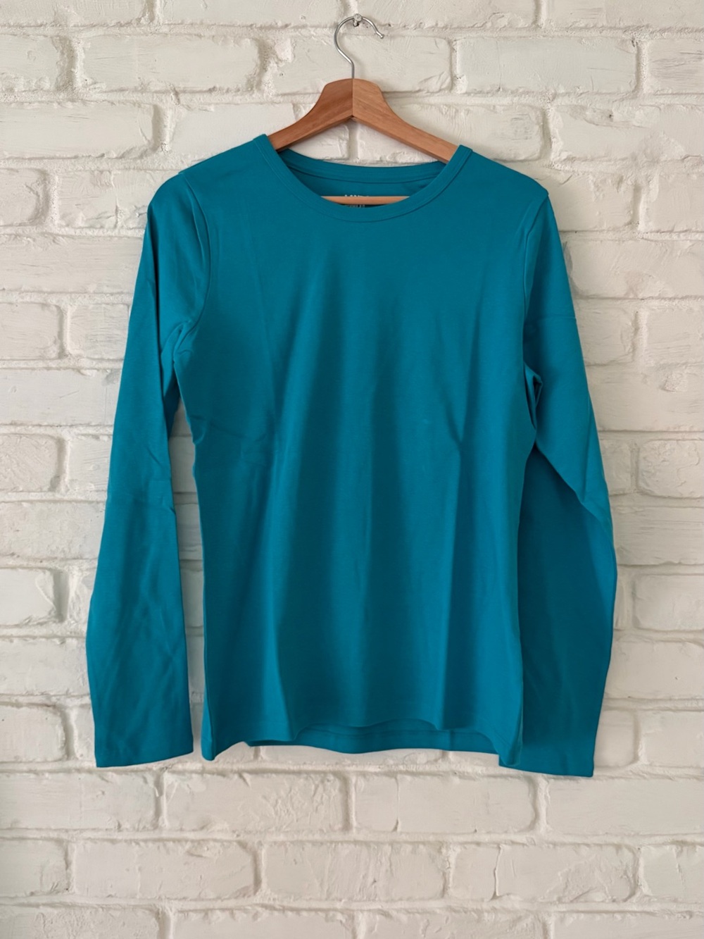 Lands' End Solid Teal Crewneck Tee
